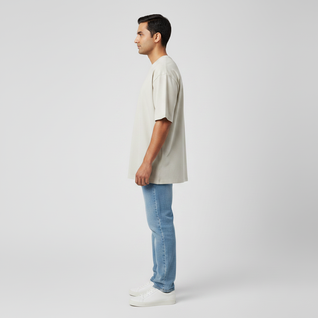 "Men’s Premium Oversized T-Shirt – Beige | 280 GSM Cotton"