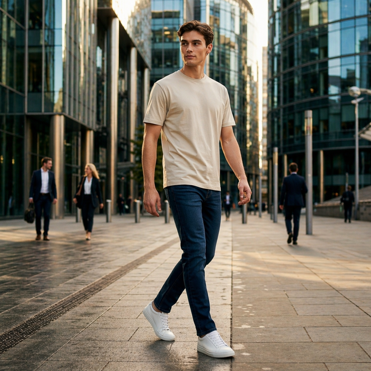 "Men’s Casual Cotton T-Shirt – Beige | Regular Fit | Soft & Comfortable"