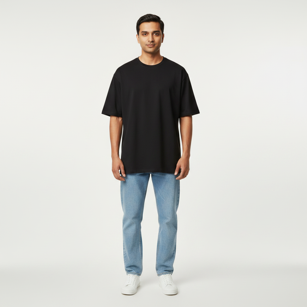 "Men’s Premium Oversized T-Shirt – Black | 280 GSM Cotton"