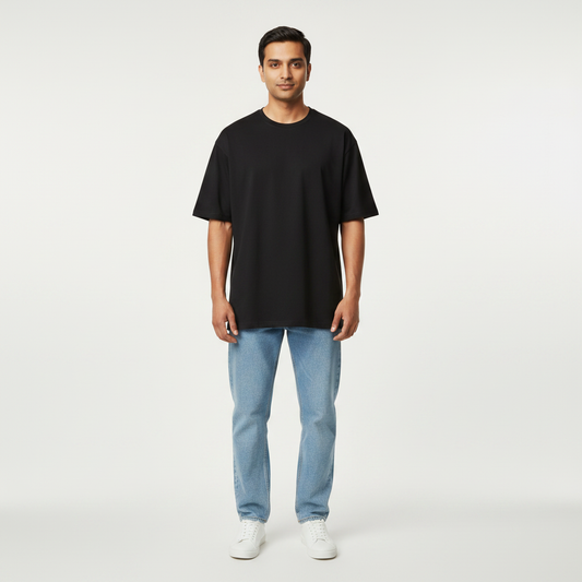 "Men’s Premium Oversized T-Shirt – Black | 280 GSM Cotton"