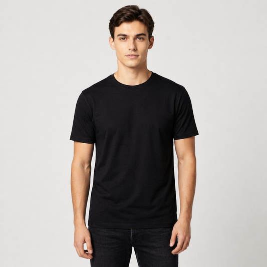 "Men’s Casual Cotton T-Shirt – Black | Regular Fit | Soft & Comfortable"