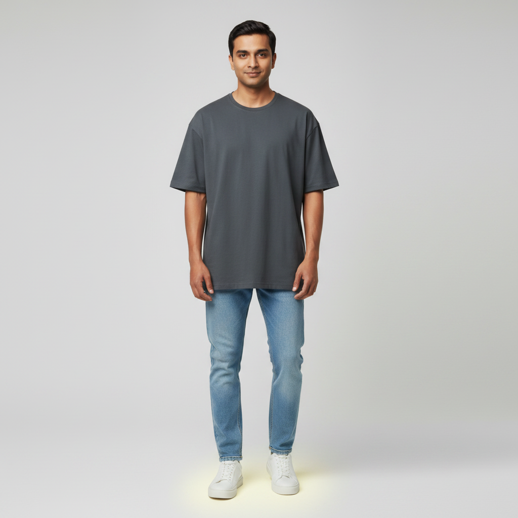 "Men’s Premium Oversized T-Shirt – Grey | 280 GSM Cotton"