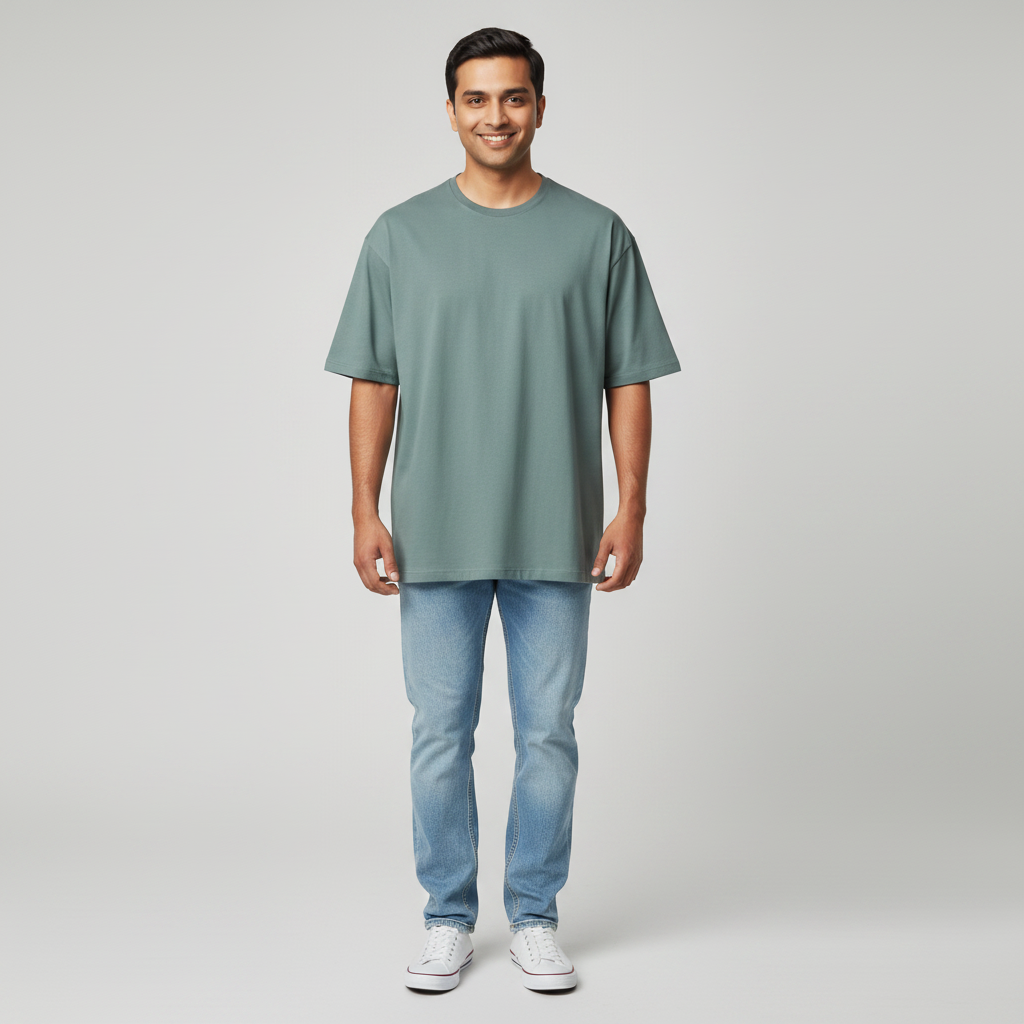 "Men’s Premium Oversized T-Shirt – MID Grey | 280 GSM Cotton"