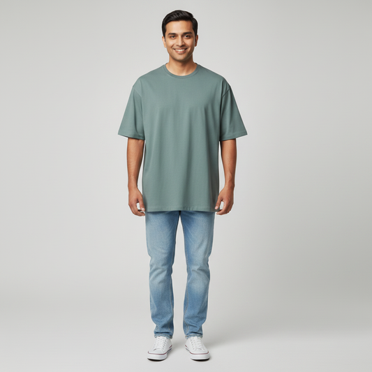 "Men’s Premium Oversized T-Shirt – MID Grey | 280 GSM Cotton"
