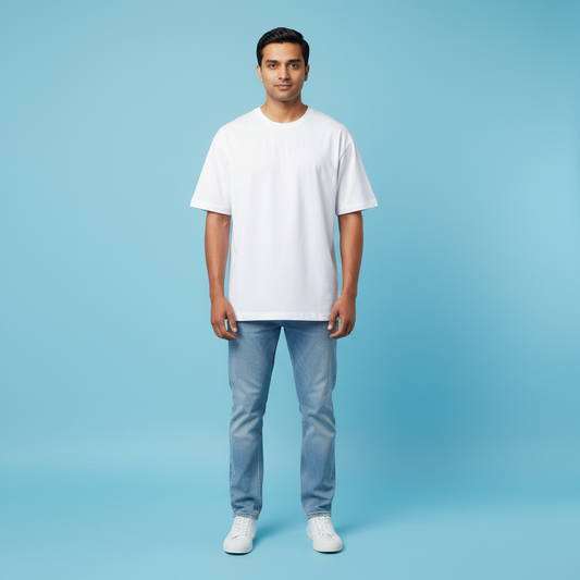 "Men’s Premium Oversized T-Shirt – White | 280 GSM Cotton"