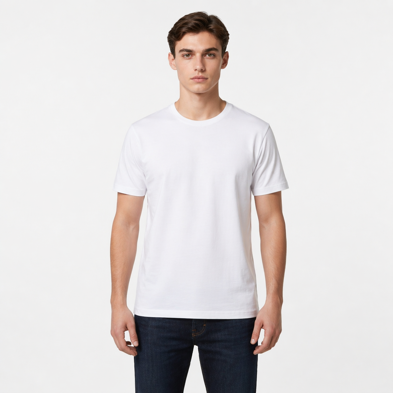 "Men’s Casual Cotton T-Shirt – White | Regular Fit | Soft & Comfortable"