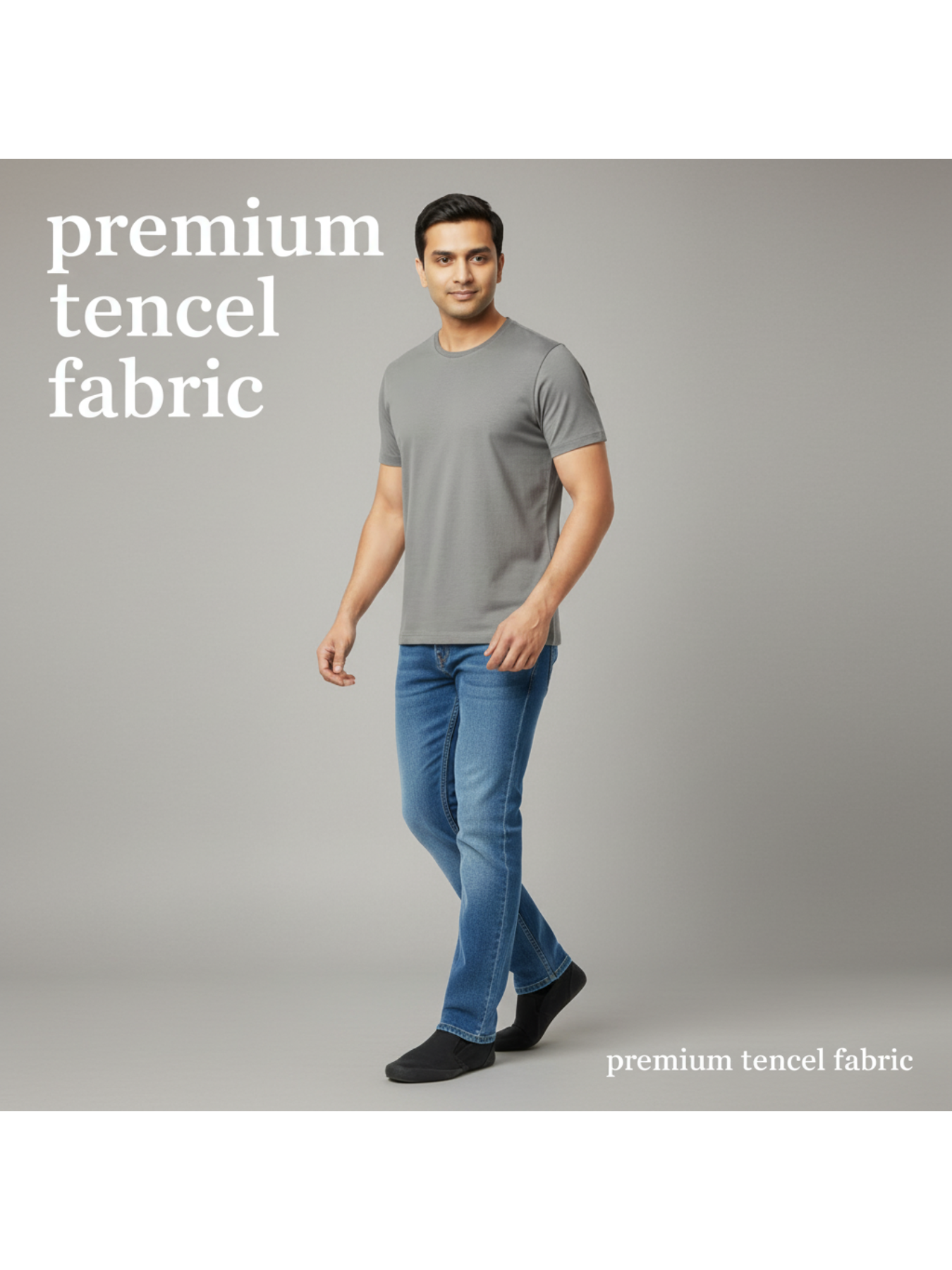 "Men’s Casual Cotton T-Shirt – Mid Grey | Regular Fit | Soft & Comfortable"