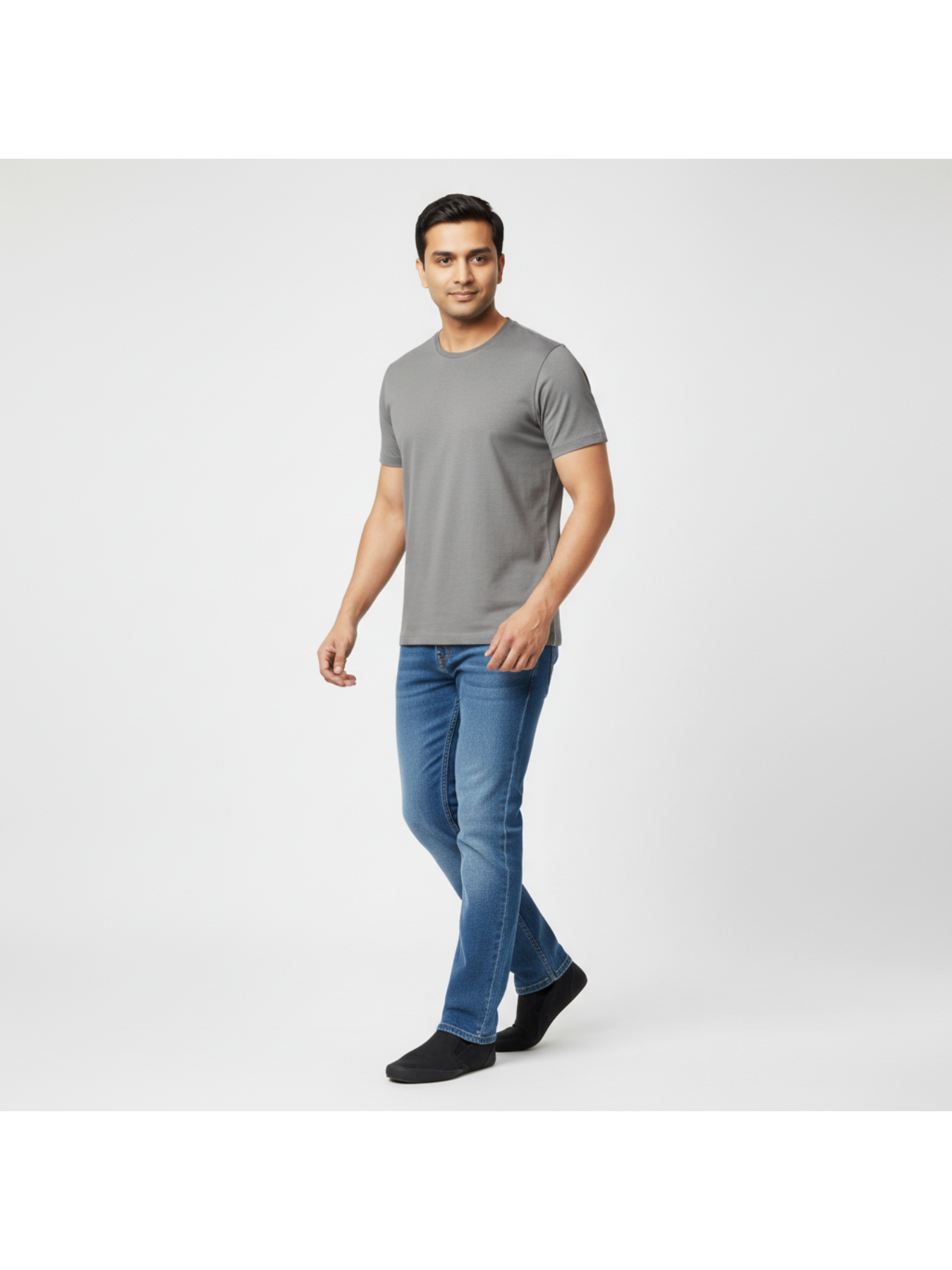 "Men’s Casual Cotton T-Shirt – Mid Grey | Regular Fit | Soft & Comfortable"