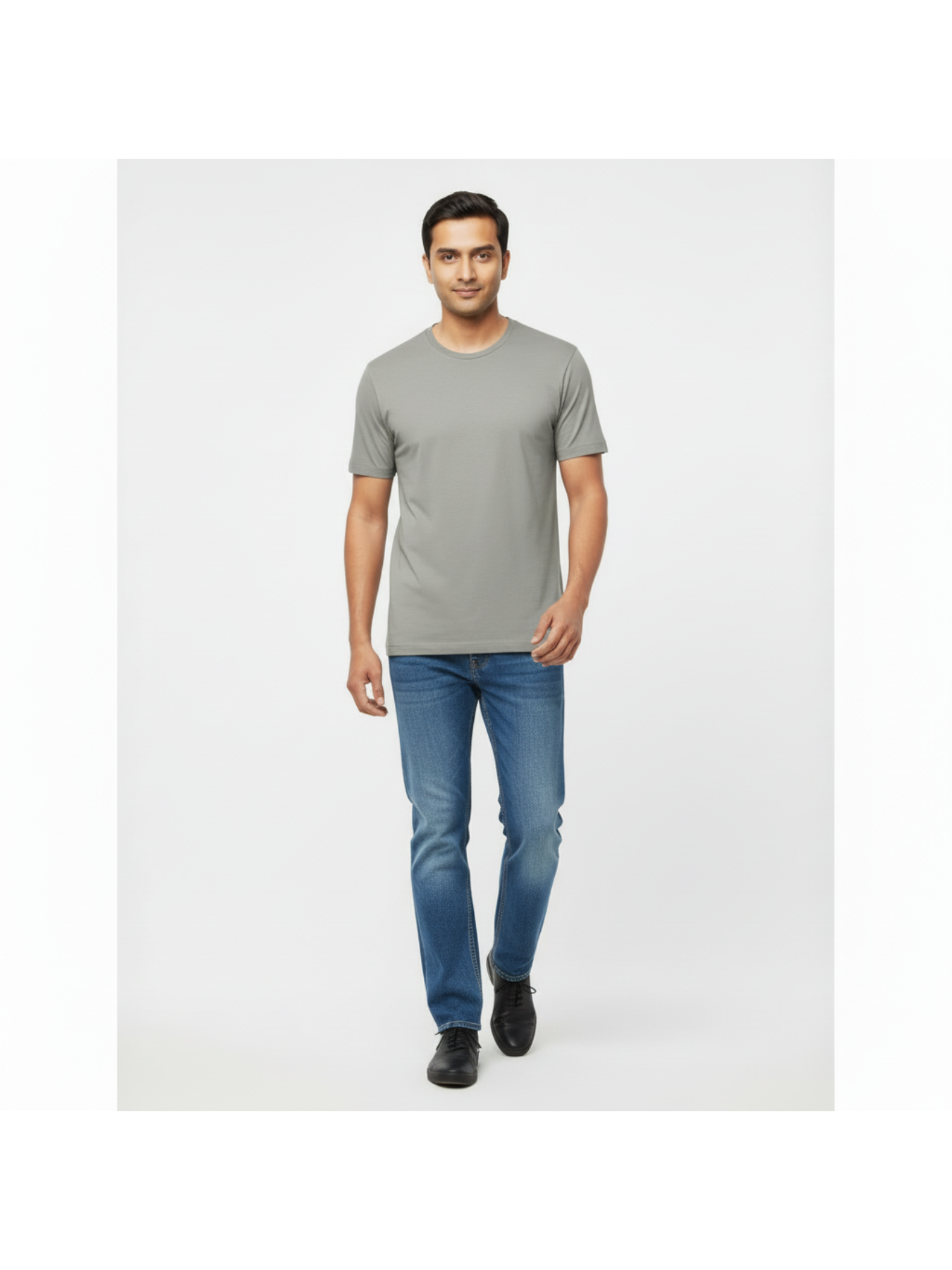 "Men’s Casual Cotton T-Shirt – Mid Grey | Regular Fit | Soft & Comfortable"