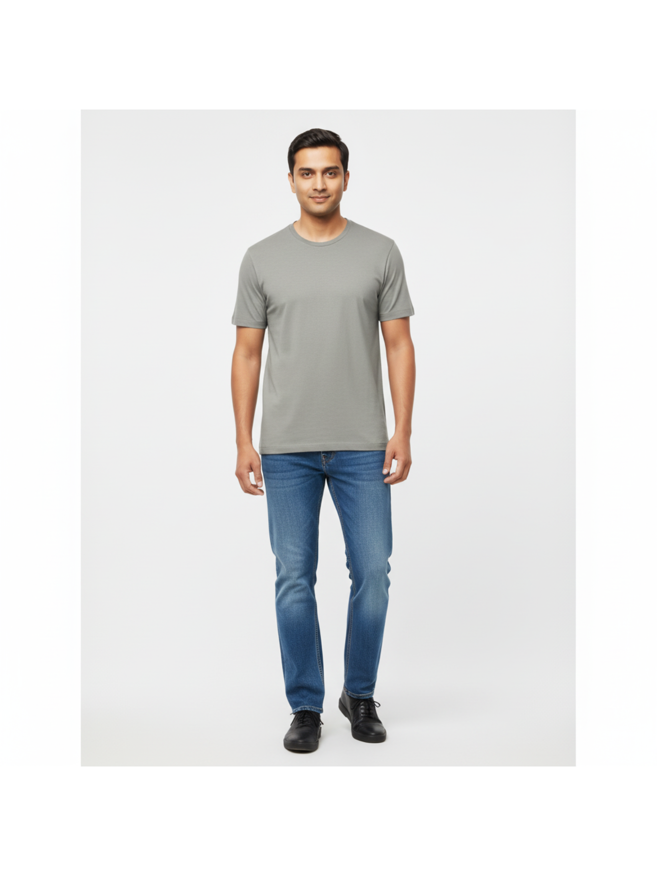 "Men’s Casual Cotton T-Shirt – Mid Grey | Regular Fit | Soft & Comfortable"